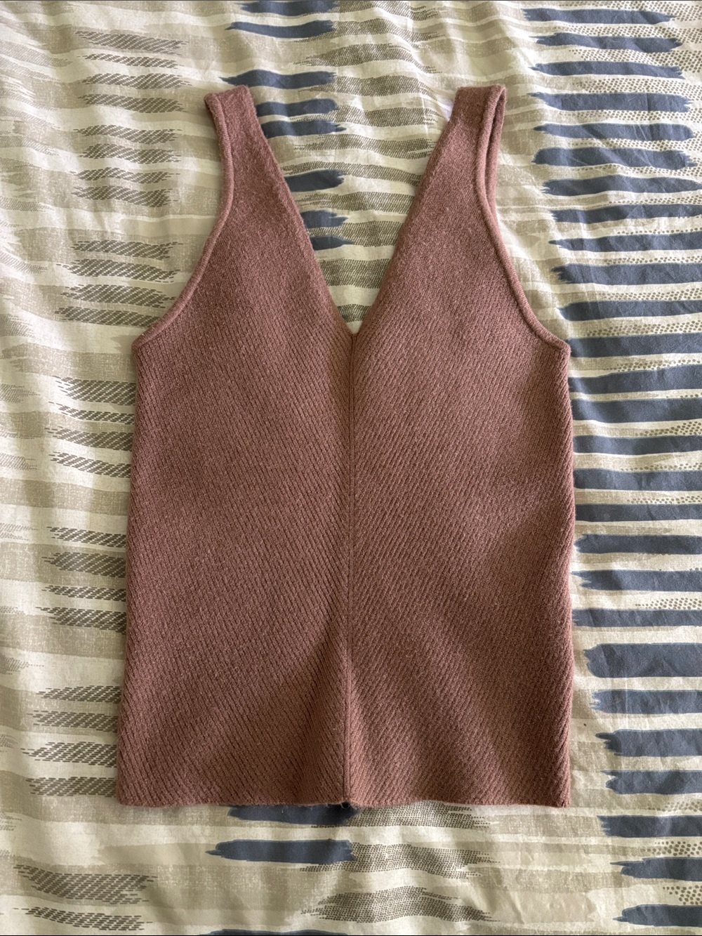 Sleeveless V-Neck Knit Tank Top